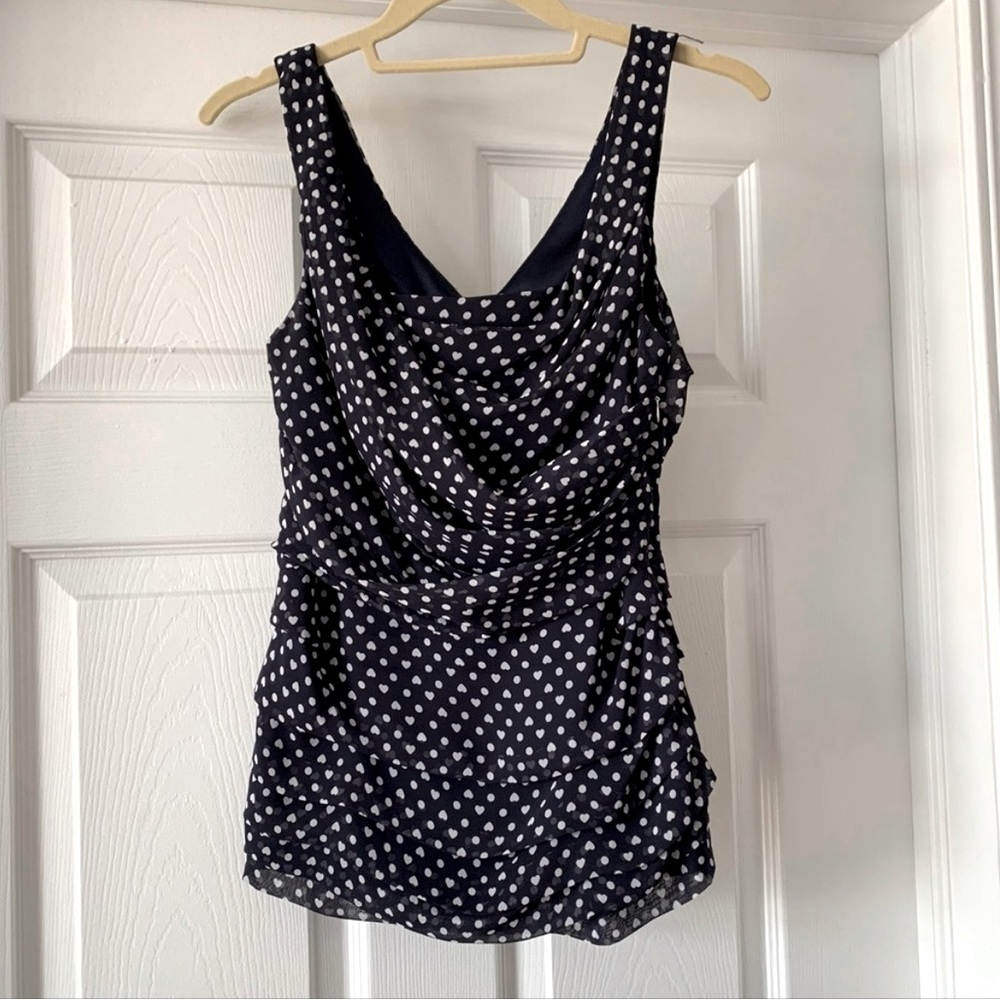Silky navy and white top